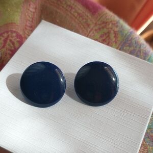 3/$10 Vintage Round Navy Blue Clip-On Earrings